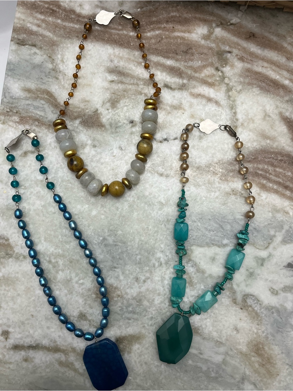 Handmade Green Beaded Statement Necklace - Brand Unspecified